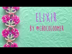 the words elixir by chocoloomer are written in pink and blue