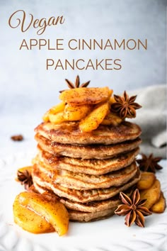 a stack of pancakes with cinnamon and anise on top