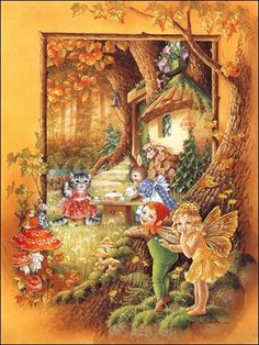 an image of a fairy with mushrooms and trees