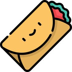 a cartoon burrito with a smiling face on it's wrapper, isolated against a white background