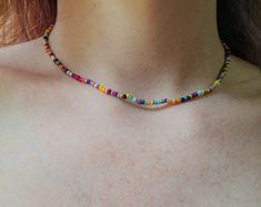 BEADED NECKLACE , Rainbow Bead Necklace, Necklace, Glass Beads, Glass Bead Necklace, Handmade Jewellery, - Etsy Rainbow Beaded Choker With Round Beads, Colorful Beaded Necklaces With Spacer Beads For Festival, Colorful Adjustable Beaded Necklaces With Polished Beads, Colorful Adjustable Beaded Necklace With Polished Beads, Handmade Rainbow Choker With Round Beads, Multicolor Heishi Bead Choker, Multicolor Beaded Heishi Beads Choker, Multicolor Spacer Beads Choker Necklace, Multicolor Choker Necklace With Spacer Beads