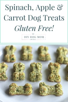 the cover of spinach, apple and carrot dog treats gluten free by diy dog mom