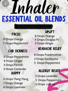 Essential Oil Inhaler, Essential Oils Diy, Essential Oil Combinations, Essential Oils For Headaches, Essential Oil Spray