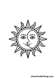 the sun and moon face coloring page