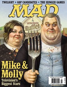 the cover of mad magazine featuring two people holding forks