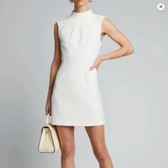 Timeless Off-White Shift Dress. Size 4. Tags Still On. Perfect For Standing Out At Office/Cocktail Events. White A-line Cocktail Dress, White Structured Dress For Work, White Fitted A-line Dress, White Fitted Mini Dress For Workwear, White Fitted Mini Dress For Work, Fitted White Mini Dress For Work, Elegant Fitted White Mini Dress, Chic Structured White Dresses, Chic White Structured Mini Dress