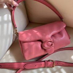 Beautiful Candy Pink Color Pink Tote Flap Bag With Dust Bag Included, Designer Pink Crossbody Flap Bag, Coach Satchel With Detachable Strap In Pouch Shape, Coach Flap Shoulder Bag With Detachable Strap, Coach Flap Bag With Detachable Handle For Everyday, Coach Rectangular Flap Bag With Detachable Strap, Coach Rectangular Shoulder Bag With Detachable Strap, Daily Use Coach Shoulder Flap Bag, Coach Rectangular Shoulder Bag With Removable Pouch