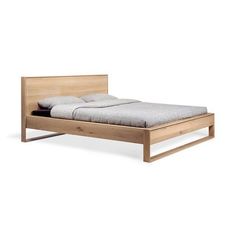 Ethnicraft FURNITURE - Nordic II Bed Scandinavian Bed Frames, Scandinavian Bed, Nordic Bed, Bedside Table Nordic, Oak Beds, Bed Slats, Large Pillows, Oak Furniture, Bedroom Collection