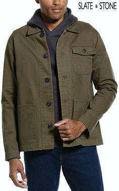 Slate Stone, Broad Shoulders, Green A, Workwear Jacket, Fashion Man, Out On The Town, Cotton Jacket, Military Green, Military Jacket