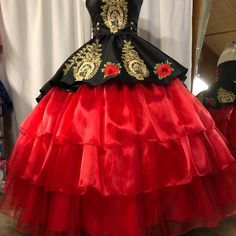 Charro Quinceanera Dress Include Crinoline And Rebozo Quince Charro Dresses, Black Quince Dress, Mariachi Quinceanera Dress, Sheer Lace Bodycon Dress, Charro Dress, Material Gifts, Quinceanera Dresses Mexican, Mexican Style Dresses, Dress For Special Occasion