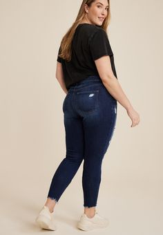 Jeans On The Edge Of Everything. Exclusively At Maurices Our Jean Is Edgy-Cool Meets All-The-Feels Comfort. From The Luxuriously Soft Fabric To The Artistic Wash Indigos It’S Fearlessly Fabulous (Just Like You)..mar-Pdp-Section .mar-Product-Description {Color: #000;}.mar-Pdp-Section .mar-Product-Description Ul .mar-Pdp-Section .mar-Product-Description Ul>Li {Margin-Left: 10Px;padding-Left: 10Px;}.mar-Pdp-Section .mar-Product-Description .mar-Product-Description-Content Ul Li{List-Style-Type: Dis Maurice’s Plus Size Outfits, Maurices Plus Size, Trending Fashion, High Rise Shorts, Fashion 2024, Ankle Jeans, Plus Size Jeans, A Plus, List Style