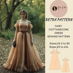 Patron de robe Fairy Cottagecore, robe Renaissance, robe de bal, robe longue, robe de bal, robe de bal, robe vintage, disponible en téléchargement immédiat (pdf) dans un lot de patrons de couture avec une gamme d'options de tailles, y compris des tailles plus Tailles US : 2, 4, 6, 8, 10, 12, 14, 16, 18, 20, 22, 24, 26, 28, 30 Tailles standard : TP, S, M, L, TG, 2TG, 3TG, 4TG Ces motifs conviennent aux papiers de format A4, A0 et US Letter. ⭐Une fois votre paiement traité, vous recevrez automatiq Bridesmaid Dress Pattern, Prom Dress Sewing Pattern, Princess Dress Sewing Patterns, Gown Patterns, Fantasy Dress Pattern, Prom Dress Pattern Sewing, Ballgown Sewing Pattern, Diy Fairy Dress, How To Sew A Fairy Dress