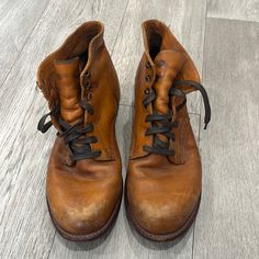 Wolverine 1000 Mile Genuine Leather Boots Size 11-12 (I Can’t Remember) Pretty Worn Soles, Have Some Staining In The Leather But Could Still Have A Good Life. Brown Rugged Moto Boots With Plain Toe, Rustic Boots With Leather Sole And Plain Toe, Rustic Boots With Leather Sole, Vintage Brown Leather Boots With Leather Sole, Rustic Plain Toe Boots With Leather Sole, Rustic Oiled Leather Work Boots With Round Toe, Vintage Oiled Leather Boots With Leather Sole, Vintage Goodyear Welted Boots With Round Toe, Brown Leather Boots With Vibram Sole