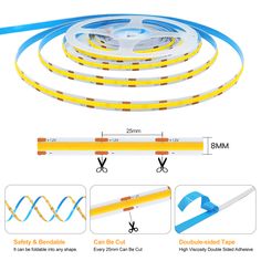 the different types of led strip lights are shown in this graphic above it is an image of