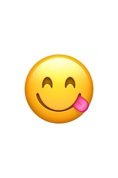 a yellow smiley face with a pink stick in its mouth