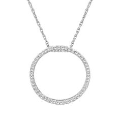 Accented with a circle of shimmering diamonds, this Jewelexcess pendant necklace complements your attire beautifully. Click on this JEWELRY & WATCHES GUIDE to learn about fit, styles, materials and more! Accented with a circle of shimmering diamonds, this Jewelexcess pendant necklace complements your attire beautifully. Click on this JEWELRY & WATCHES GUIDE to learn about fit, styles, materials and more! FEATURES Chain type: rope Nickel free Metal: sterling silver Plating: rhodium Finish: polish Classic White Gold Open Circle Necklace, Circular Jewelry With Diamond Accents And Cubic Zirconia, Cubic Zirconia Open Circle Halo Jewelry, Halo Cubic Zirconia Open Circle Jewelry, Elegant Halo Open Circle Necklace, Classic Full Circle Formal Jewelry, Diamond White Round Necklaces In Fine Jewelry Style, White Gold Pave Setting Round Pendant Necklace, Diamond White Round Necklace In Fine Jewelry Style