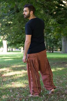 Brick Red Vibe Pants Brown Cotton Parachute Pants For Summer, Cotton Trousers For Festivals, Cotton Festival Trousers, Red Cotton Hippie Pants, Bohemian Cotton Tapered Leg Pants, Hippie Red Cotton Pants, Hippie Style Cotton Trousers, Hippie Cotton Trousers, Hippie Style Straight Cotton Pants