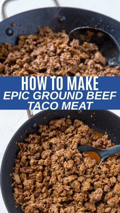 how to make epic ground beef taco meat in a skillet with spoons