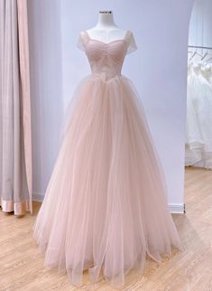 Pink Sweetheart Tulle Beaded Long Party Dress Outfits For Girls Pink Tulle Prom Dress, Party Dress Pink, Long Party Dress, Evening Dress Floor Length, Prom Dress Evening, Custom Size Dresses, فستان سهرة, Pink Tulle, Tulle Prom Dress