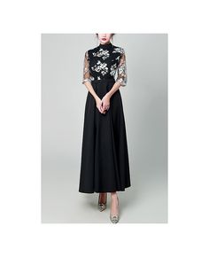 Get 10% off now! Buy modest black maxi party dress with flowers half sleeves at cheap price online. Free stable shipping and pro custom service since 2009. Elegant Black Dress With 3/4 Sleeves, Chic Half-sleeve Midi Party Dress, Short Sleeve Maxi Dress For Summer Evenings, Short Sleeve Summer Maxi Dress For Evening, Floral Print Maxi Dress For Spring Banquet, Short-sleeved Summer Maxi Dress For Evening, Elegant Half Sleeve Party Dresses, Spring Floral Print Maxi Dress For Banquet, Spring Floral Maxi Dress For Banquet