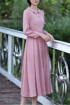 Casual Pink A-line Maxi Dress, Casual Pink Linen Dress For Spring, Pink A-line Maxi Dress, Modest Pink Midi Dress For Summer, Modest Pink Midi-length Dress, Pink A-line Casual Maxi Dress, Modest Pink Midi Length Dress, Modest Pink Summer Dress, Modest Pink Midi Dress