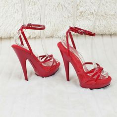 Red Platform High Heel Sandals, Red High Heel Sandals With Heel Loop, Red Sandals With 4-inch Heel And Round Toe, Red Synthetic Heels With 4-inch Heel, Red Closed Toe Heels With Synthetic Material, Red Platform Heels With Open Heel, Red High Heel Shoes With Heel Loop, Red Synthetic Heels With Heel Loop, Red Open Toe Synthetic Heels