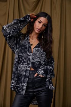 Your Shopping Cart – 12th Tribe Oversized Bohemian Top For Day Out, Chic Oversized Top For Day Out, Bohemian Oversized Top For Day Out, Trendy Shirt For Day Out, Bohemian Black Long Sleeve Shirt, Oversized Black Bohemian Top, Chic Oversized Blouse For Day Out, Oversized Blouse For Night Out In Fall, Relaxed Fit Bohemian Button-up Tops