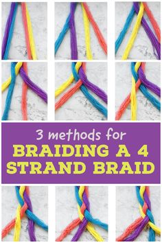 Four strand braids are unique and easy to learn How To Four Strand Braid Tutorials, Box Braid Bracelet, Braiding With 4 Strands, Braid With Four Strands, How To Braid With 4 Strands, How To Braid With Four Strands, Braiding 4 Strands, Braid With 4 Strands Tutorial, Four Strand Braid Bracelet