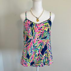 Adorable Lilly Pulitzer Silk Camisole Nwt Size Xxs 100% Silk 15” Pit2pit 19” Length Down Back Pink Tank Top For Vacation, Pink Cami Tops For Beach, Pink Cami Camisole For Vacation, Multicolor Camisole Tops For Beach, Pink Camisole Top For Beach, Pink Camisole Top For The Beach, Pink Tank Camisole For Beach, Multicolor Cami Top For Vacation, Multicolor Tank Top For Vacation