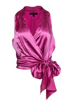 Current Boutique-Lafayette 148 - Pink Satin Side Tie Sleeveless Blouse Sz 10 Satin Top Blouses, Pink Satin Blouse, Soft Summer Color Palette, Soft Summer Colors, Silk Clothes, Satin Blouses, Plunge Neckline, Satin Blouse, Satin Top