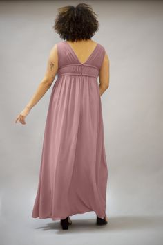 With a plunging neckline and empire waist, the Heyun dress has a flowing Grecian silhouette to bring out your inner goddess Full length chiffon dress with pleating and plunging neckline Fully lined with built-in cups for extra support. Model is 5’11" & wearing a size 16 *Our gowns may have a manufacturer's variation of +/- 1/2 inch in dress or length measurements. Camera resolution and monitors may cause colors to vary slightly between the photos and the actual fabric. Colors are subject to the Flowy V-neck Dress With Ruched Bodice, V-neck Maxi Dress With Pleated Back For Wedding, V-neck Maxi Dress With Ruched Bodice For Bridesmaid, V-neck Chiffon Dress With Ruched Bodice, Chiffon V-neck Dress With Pleated Bodice, V-neck Ruched Maxi Dress For Wedding, V-neck Bridesmaid Dress With Ruched Bodice For Wedding, Prom Bridesmaid Dress With Pleated Bodice And V-neck, Chiffon Maxi Dress With Ruched Bodice And V-neck