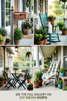 Explore 42 cozy farmhouse porch ideas showcased in 4 stunning images. See rustic decorations, inviting seating layouts, and charming plants that can make your porch a perfect retreat. Cozy Porch Ideas, Cozy Porch, Lantern Lighting, Rustic Decorations, Gatherings With Friends