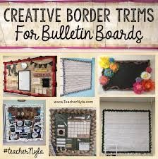 the cover of creative border trims for bulletin boards, with pictures and words on it