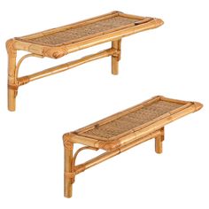 two tables made out of bamboo and wicker