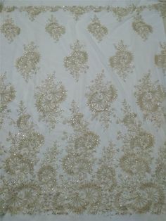 "This stunning Lace Fabric design piece has soft hand feel, It's perfect for weddings, bridal parties, and any events. Shop our large inventory of bridal fabrics. ☆PRODUCT DESCRIPTION : This gorgeous fabric is made on a sheer base with a beautiful vintage embroidery and delicate beaded throughout. The fabric width is approximately 51\" (130cm) Wide. Color: light champagne as in picture Material: Rayon, Polyester，Sequins, Pearls ☆ PURCHASING INFORMATION: This fabric is sold by the yard and each Q Champagne Wedding Dress, Wedding Dress Beaded, Bridal Dresses Vintage, Wedding Dress Champagne, Beaded Lace Fabric, Bridal Lace Fabric, Bridal Fabric, Wedding Dresses Beaded, Pearl And Lace