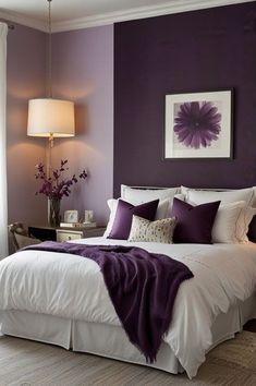 Purple And White Bedroom, Purple And Gray Bedroom Ideas, Lilac Bedroom Ideas, Purple And Gray Bedroom, Purple Themed Bedroom, Purple Bedroom Ideas, Purple Bedroom Design, Lilac Bedroom