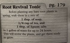 the instructions for root revival tonic