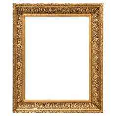 an ornate gold frame on a white background with clipping for text or image photo