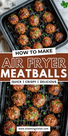 air fryer meatballs with text overlay that says how to make air fryer meatballs