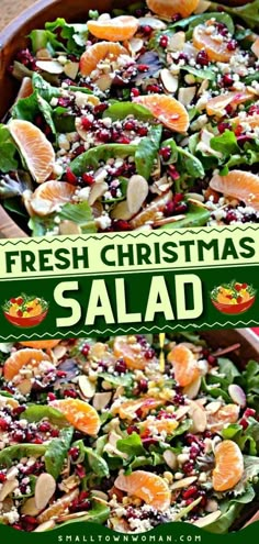 fresh christmas salad with oranges, almonds and cranberries