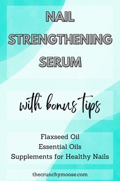 I love having natural, healthy, strong nails. Mine weren’t always healthy & strong. I used to have weak nails that I bit and chewed on constantly. That all changed when I started using this nail strengthening serum and implementing the bonus tips.
​
​diy nail strengthening serum with flaxseed and essential oils, supplements for healthy strong fingernails Nail Strengthener Diy, Taking Collagen, Nail Strengthening, List Of Essential Oils, Weak Nails, Fingernail Polish