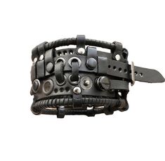 This black gothic leather bracelet was designed for those who like rock style and steampunk jewelry. The bracelet is made of genuine cow leather and decorated with metal parts. Bracelet's width is about 2 in (5 cm) Bracelet's length is about 8.3 in (21 cm) It fits the wrist 7.9-9 in (20-23 cm) Please measure your wrist to make the correct choice CARE No special care is required. Avoid chemical exposure including perfumery. If you need a custom order please let me know and I will try to do my best to prepare it for you:) If you have any questions feel free to ask.  Thank you for choosing shop Punk Leather Wrist Strap Jewelry, Punk Leather Jewelry With Wrist Strap, Punk Style Leather Jewelry With Wrist Strap, Punk Leather Jewelry With Black Band, Punk Style Leather Jewelry With Black Band, Punk Leather Jewelry With Rivets, Black Leather Bracelet With Rivets For Concerts, Adjustable Black Wristband With Rivets, Black Punk Bracelets For Festival