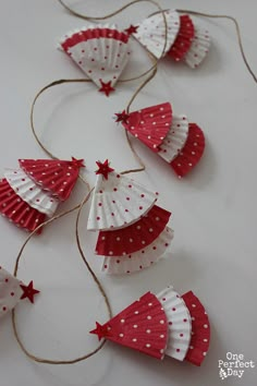 red and white paper christmas tree decorations