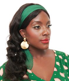 Exhibit your retro pin-up silhouette with this sweet treat from Unique Vintage! Crafted in a lightweight dark green chiffon, this hair scarf is perfect for tying up and around your divine 'do - any excuse for a little sky-high hair help!.Available while supplies last | Unique Vintage 1950S Dark Green Chiffon Hair Scarf Green Hair Scarf, Olive Green Hair, Chiffon Hair, High Hair, Retro Pin Up, Hair Help, Hair Scarf, Green Hair, Sky High