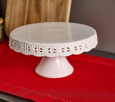 You spent hours decorating that cake. Now give it a proper place to perch with this pierced-design stoneware cake stand. Oh... it's half-homemade? Ditch the plastic container or paper box and prop it proudly on this decorative stand as if it were your own (we won't tell!). From Sandra Lee. Sandra Lee, Decorative Stand, Plastic Container, Dining Table Top, Plastic Containers, Paper Box, Cake Stand, Serveware, Stoneware