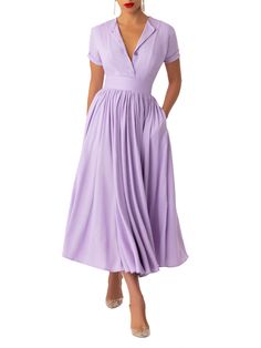 "Lavender" Lilac Swing Midi Dress – FKSP Lavender Dress Casual, Lavender Dress Outfit, Lavender Outfit Ideas, Soft Natural Fashion, Dinner Outfits Summer, Nyc Outfits Summer, Church Outfit Casual, Lavender Outfit, Dresses Outfit Ideas