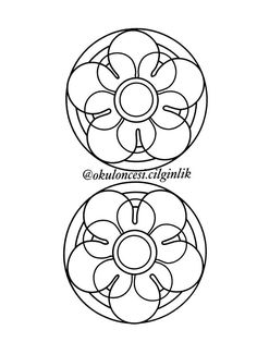 an image of two circles with flowers in the middle and one circle with leaves on each side