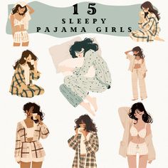 Looking for charming design for a cute bedtime themed project?  This Sleepy Pajama Girls Clipart Collection is perfect for adding a cozy, dreamy charm to your projects! This enchanting assortment features delightful illustrations of girls in their pajamas. Each clipart is meticulously crafted, showcasing charming details like soft pajamas and dreamy bedtime settings. Whether you're creating invitations for a slumber party, decorating for a cozy sleepover event, or simply celebrating the tranquil Cozy Sleepover, Sticker Clipart, See You Again Soon, Pyjama Party, Soft Pajamas, Girl Clipart, Grateful For You, Clipart Design, Slumber Party