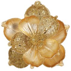 gold foiled flowers are arranged in the shape of an ornament on a white background