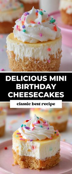 Image for Delicious Mini Birthday Cheesecakes Birthday Cheesecake, Best Cheesecake Recipes, Nilla Wafers, Best Cheesecake, Mini Tart, Cake Bakery, Sweet Cravings, Bakery Cakes, Mini Desserts